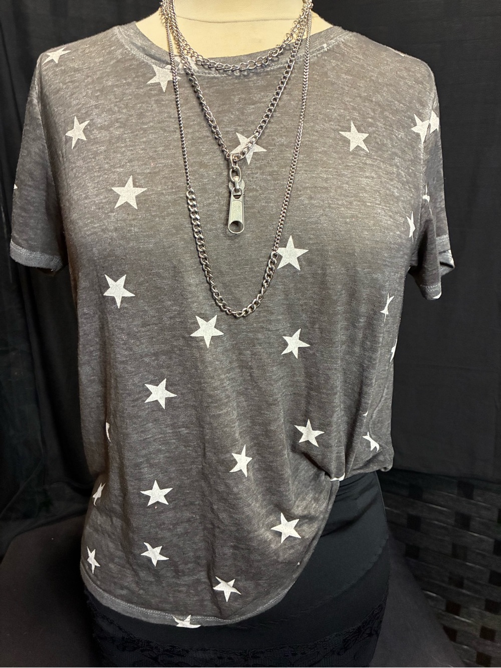 Lucky Brand Gray Star-Print Short Sleeve Tee